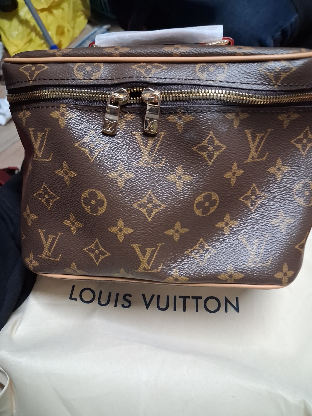 Louis Vuitton Monogram Canvas Toiletry Bag in Brown and Gold-tone